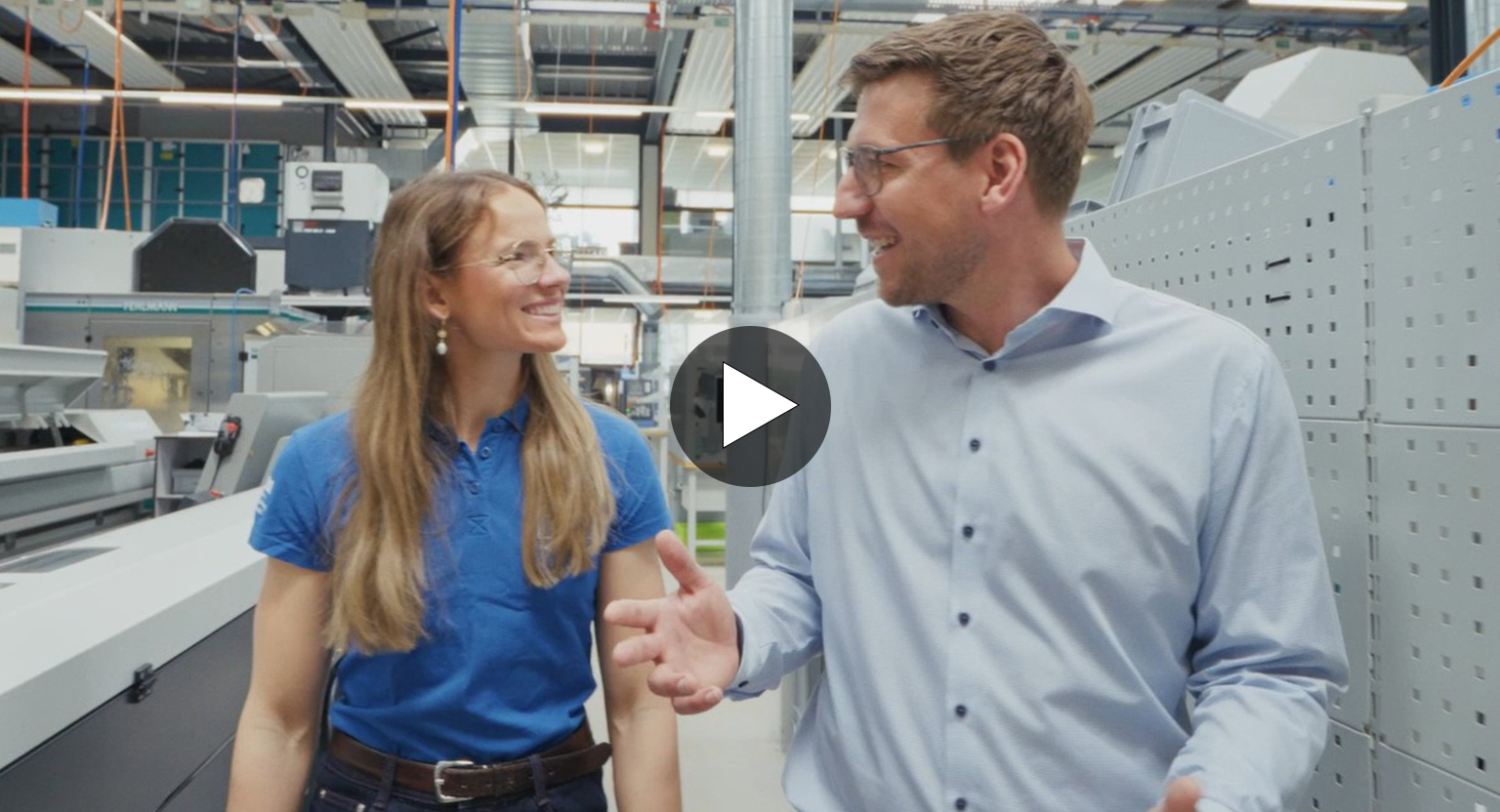 Simon Gsell, Member of the Management and Co-Owner, gives Swiss rower Lisa Lötscher a tour of the company